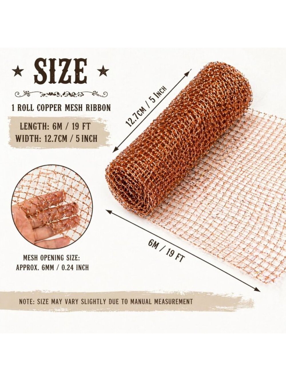 Copper Mesh Ribbon Roll Wedding Decor Holiday Crafts Wreath Accents - Picture 3 of 16